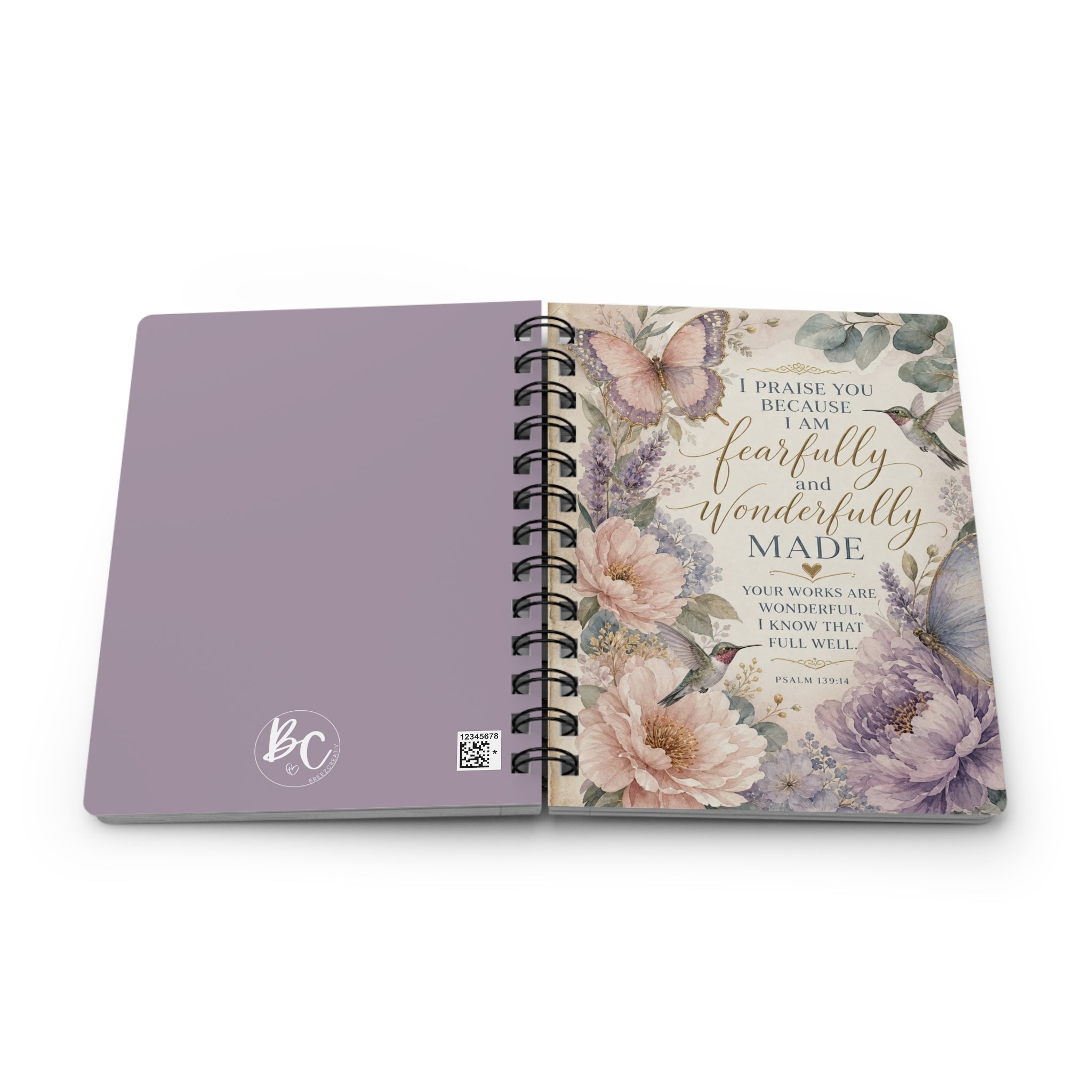 Floral “Fearfully and Wonderfully Made” Spiral Journal