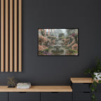 Mediterranean Garden Fountain Canvas — Framed Matte Wall Art