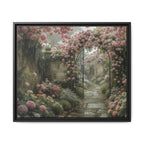 Framed Canvas Print – Secret Garden Archway Floral Landscape