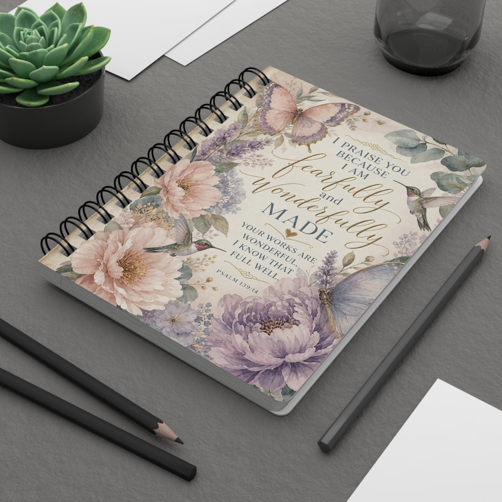Floral “Fearfully and Wonderfully Made” Spiral Journal