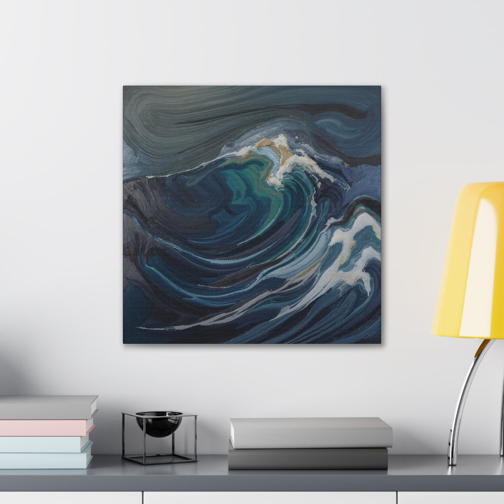 Ocean Wave Abstract Canvas Wall Art - Stretched 0.75"
