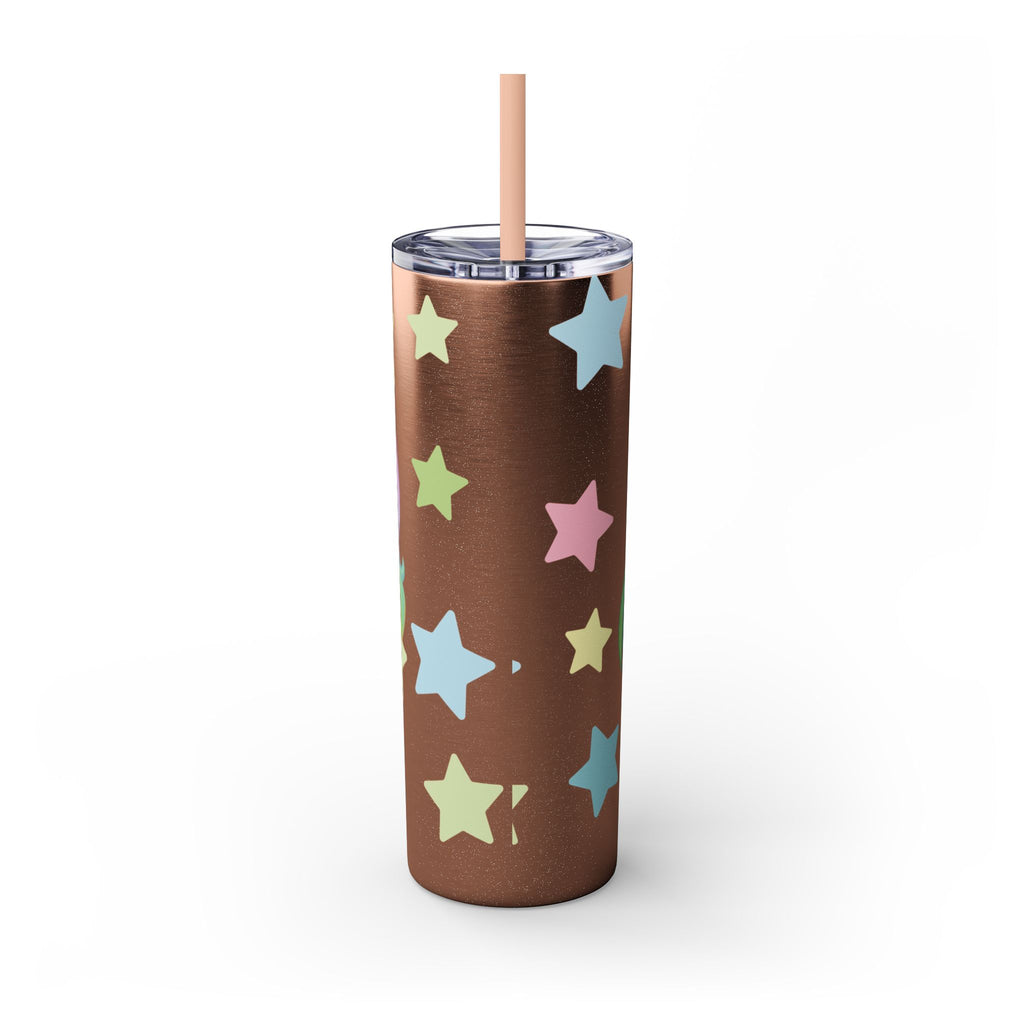 Unicorn Skinny Tumbler 20oz — Cute Pastel Rainbow Unicorn with Straw