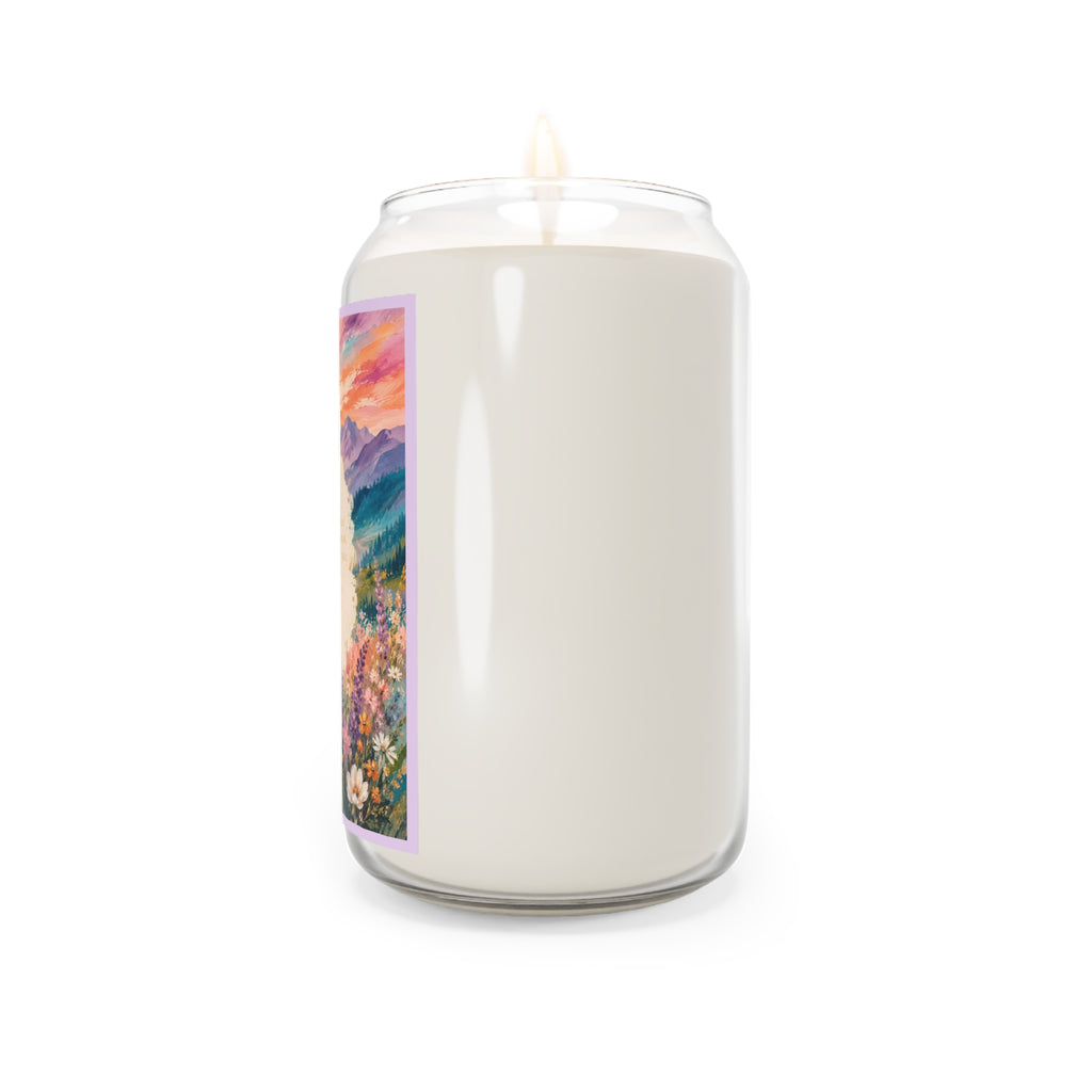 Soy Candle - Sunrise Mountain Floral Scented Candle with Inspirational Verse (13.75oz)