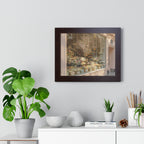 “Golden Hour Flower Boutique” Framed Poster: Pastel Flower Shop Wall Art | Soft Boutique Street Photography Print | Cozy European Aesthetic Decor