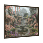 Mediterranean Garden Fountain Canvas — Framed Matte Wall Art