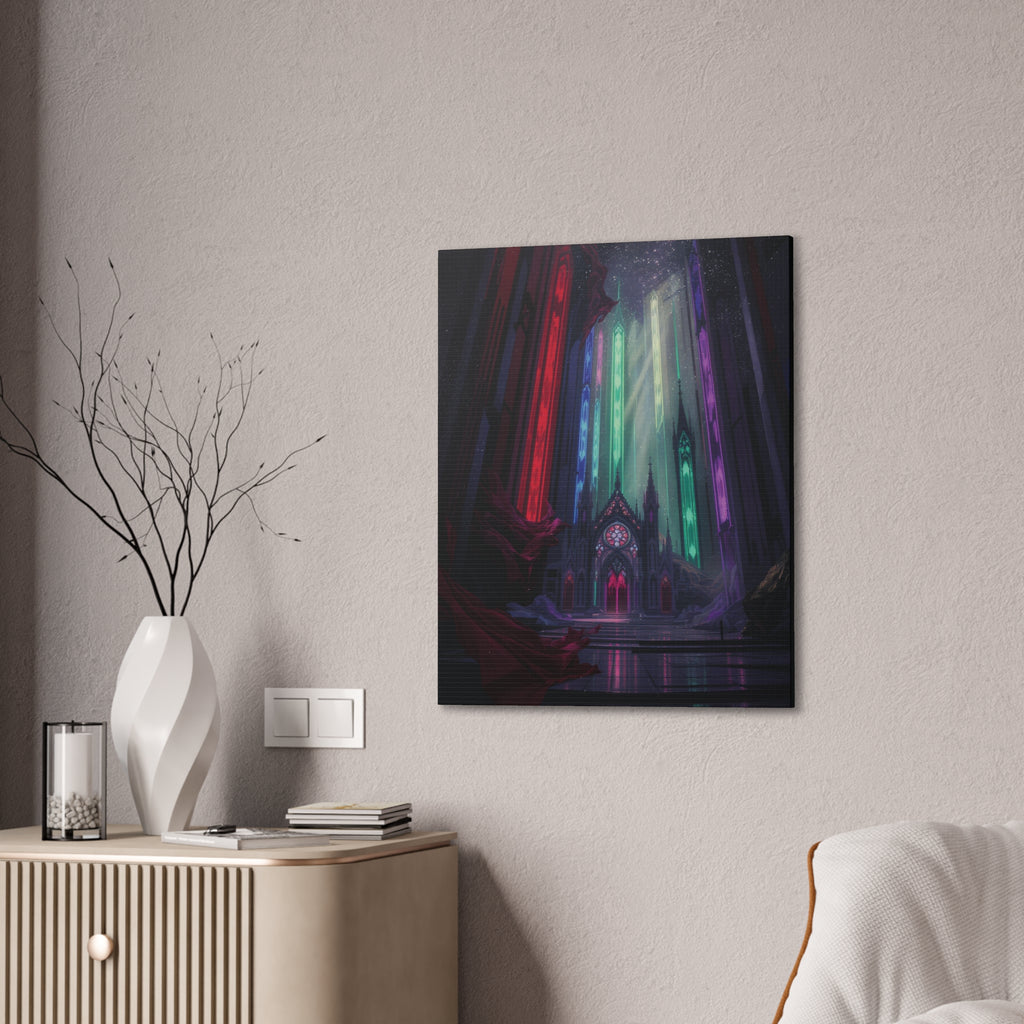 Mystic Cathedral Canvas Print — Stained Glass Light Wall Art