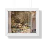 “Golden Hour Flower Boutique” Framed Poster: Pastel Flower Shop Wall Art | Soft Boutique Street Photography Print | Cozy European Aesthetic Decor