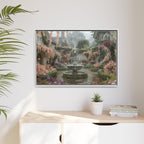 Mediterranean Garden Fountain Canvas — Framed Matte Wall Art