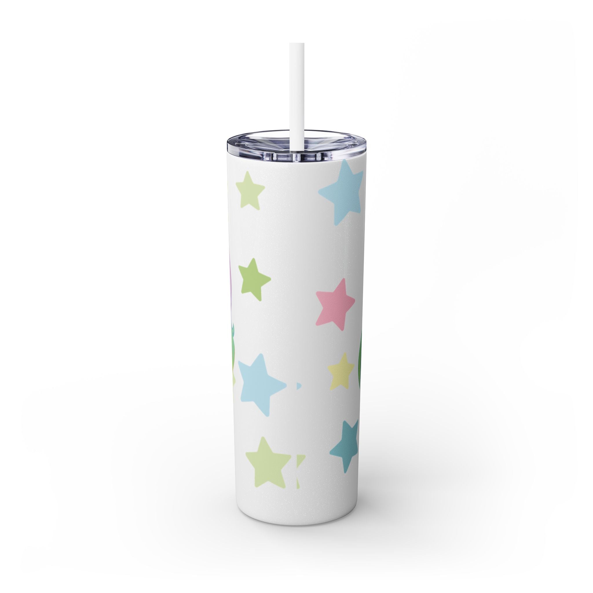 Unicorn Skinny Tumbler 20oz — Cute Pastel Rainbow Unicorn with Straw