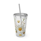 Daisy Floral 16oz Tumbler with Straw — Clear Sunlit Daisy Print