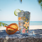 Floral Sunsplash 16oz Tumbler with Straw — Watercolor Wildflower Drink Cup