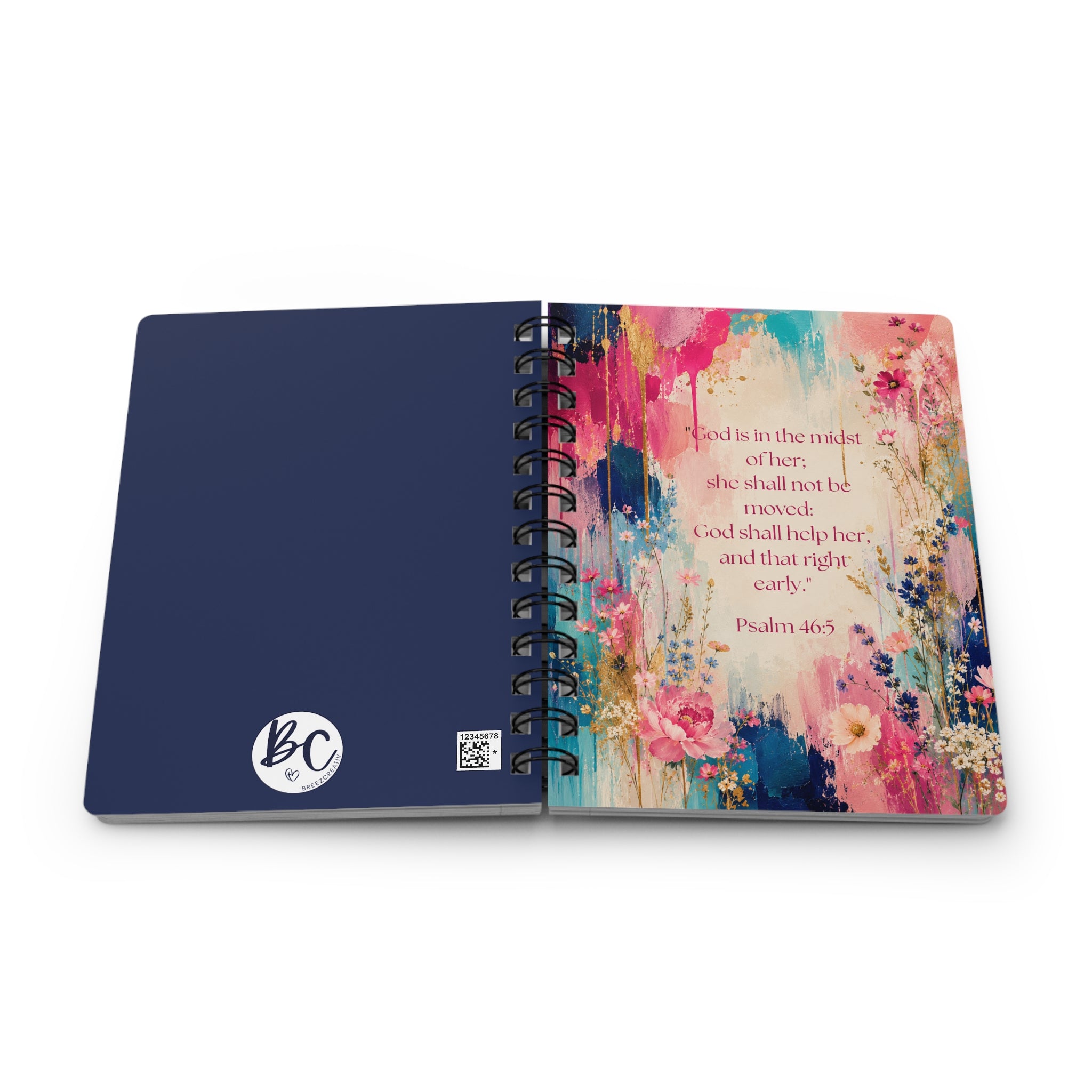 Floral Psalm 46:5 Spiral Journal – Inspirational Christian Notebook