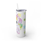 Unicorn Skinny Tumbler 20oz — Cute Pastel Rainbow Unicorn with Straw