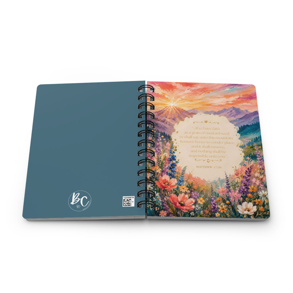 Floral Sunrise Scripture Journal — Matthew 17:20 Spiral Notebook