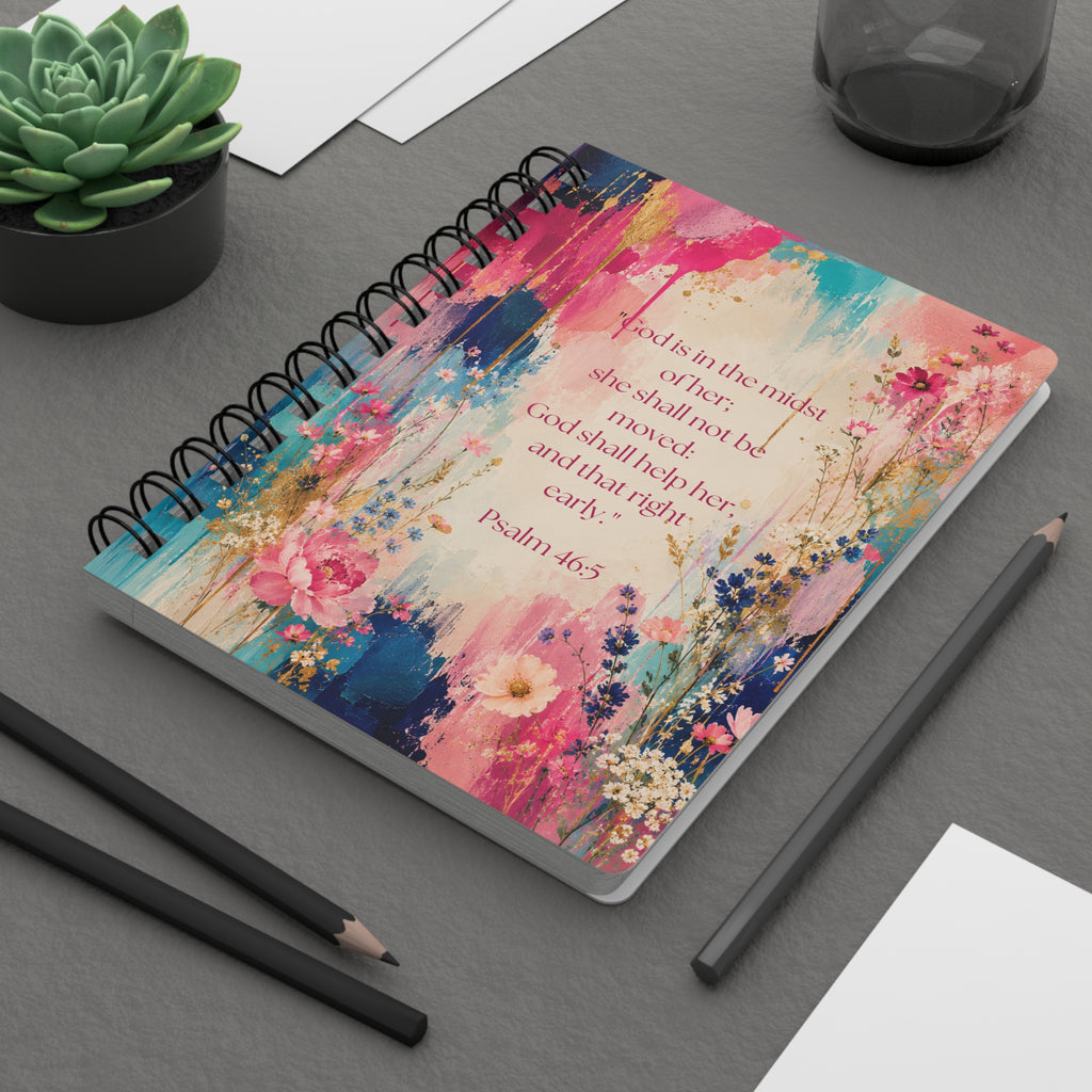 Floral Psalm 46:5 Spiral Journal – Inspirational Christian Notebook
