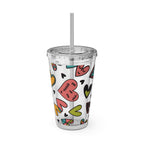 Sunsplash 16oz Heart Pattern Tumbler with Straw