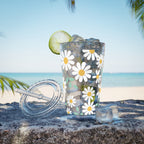 16oz Daisy Tumbler with Straw — Clear Floral Sunsplash Cup