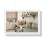 “Strawberry Milk Kitchen Aesthetic” Framed Poster: Pastel Kitchen Wall Art | Strawberry Milk Aesthetic Still Life Print | Soft Retro Home Decor