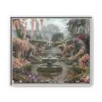 Mediterranean Garden Fountain Canvas — Framed Matte Wall Art