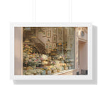 “Golden Hour Flower Boutique” Framed Poster: Pastel Flower Shop Wall Art | Soft Boutique Street Photography Print | Cozy European Aesthetic Decor