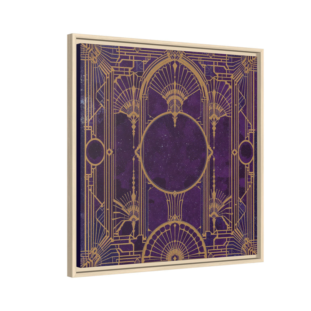 Art Deco Purple Gold Framed Canvas Wall Art