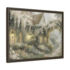 Framed Matte Canvas Print – Cottage Garden Pathway in Soft Floral Hues
