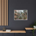 Mediterranean Garden Fountain Canvas — Framed Matte Wall Art