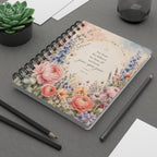 Floral Scripture Spiral Journal — "For from His fullness... grace upon grace"