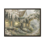 Framed Matte Canvas Print – Cottage Garden Pathway in Soft Floral Hues