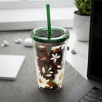 Daisy Floral 16oz Tumbler with Straw — Clear Sunlit Daisy Print