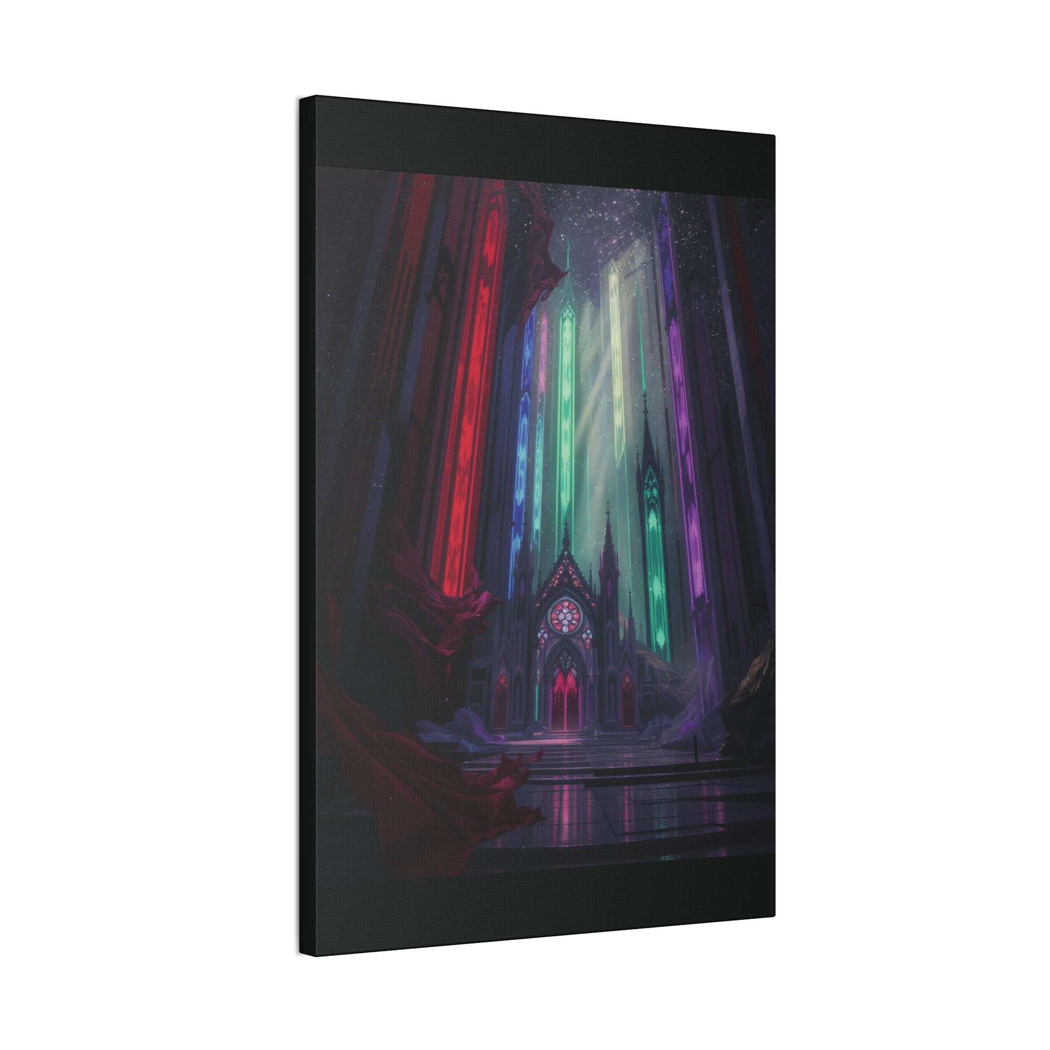 Mystic Cathedral Canvas Print — Stained Glass Light Wall Art