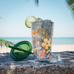 Floral Sunsplash 16oz Tumbler with Straw — Watercolor Wildflower Drink Cup