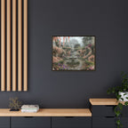 Mediterranean Garden Fountain Canvas — Framed Matte Wall Art