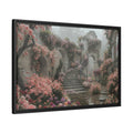 Framed Matte Canvas — Enchanted Rose Garden Staircase Wall Art