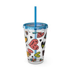 Sunsplash 16oz Heart Pattern Tumbler with Straw