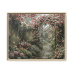 Framed Canvas Print – Secret Garden Archway Floral Landscape