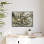 Framed Matte Canvas Print – Cottage Garden Pathway in Soft Floral Hues